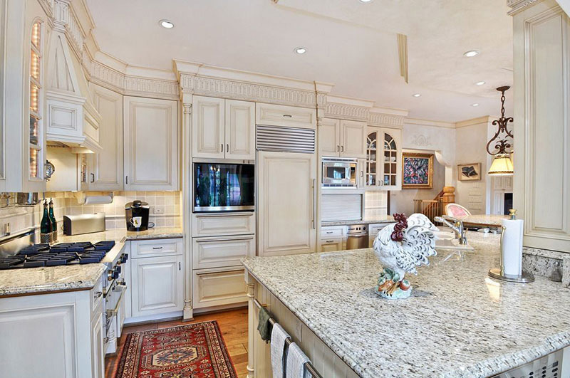 Traditional Kitchen With Kashmir White Granite Countertops