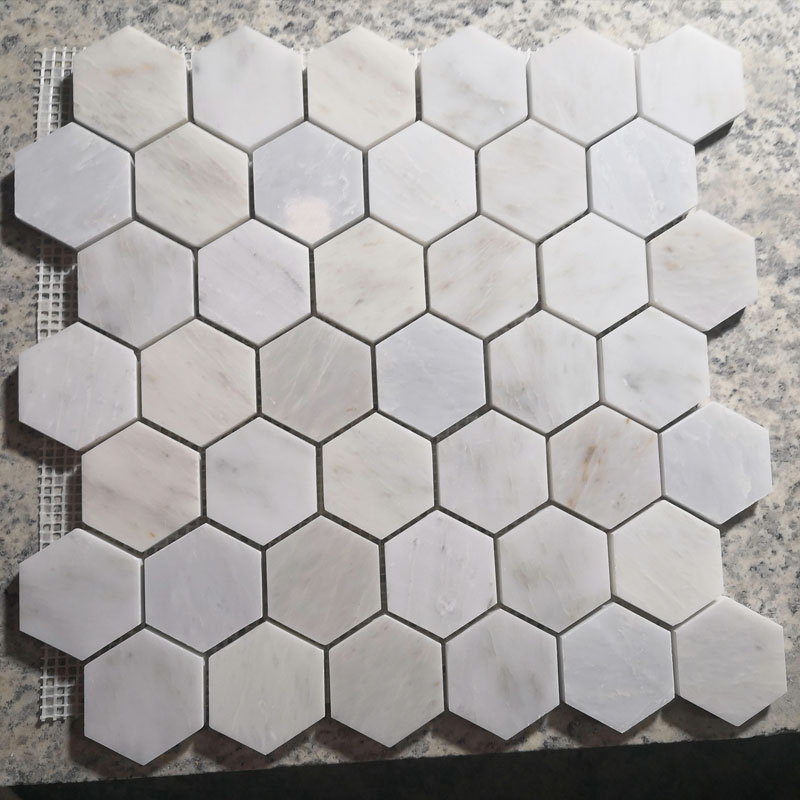 Hexagon White Mosaic Tile