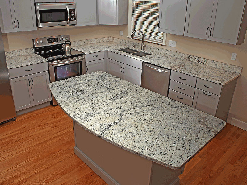 White Ice Granite With Cream Cabinets